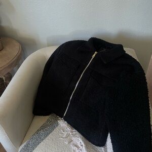 Love for humanity couture black jacket with gold zipper